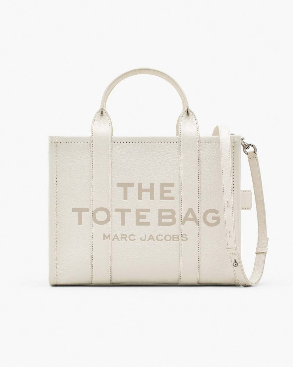 Marc Jacobs Outlet - The Leather Medium Tote Bag Cotton/Silver