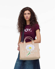 Marc Jacobs Discount - The Daisy Script Canvas Medium Tote Bag Cloud White Multi