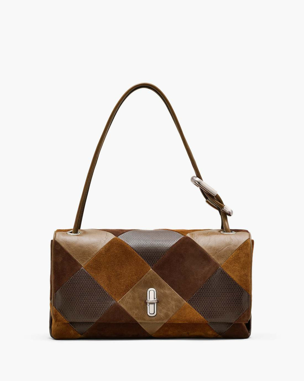 Marc Jacobs Discount - The Suede Patchwork Large Dual Bag Brown Multi