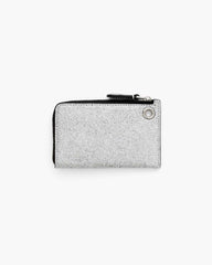 Marc Jacobs Discount - The Coated Glitter Everyday Top Zip Charm Wallet Silver