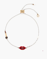 Marc Jacobs Sale - The Lips Slider Bracelet Silver/Red