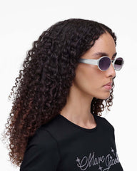 Marc Jacobs Sale - The Classic Logo Round Sunglasses Silver