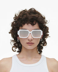 Marc Jacobs Outlet - The Bold Logo Square Mirrored Sunglasses White/Grey