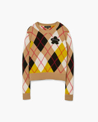 Marc Jacobs New - Preppy Daisy Argyle Crewneck Joy Yellow Multi