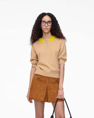 Marc Jacobs Online - Trompe L'Oeil Knit Polo Camel