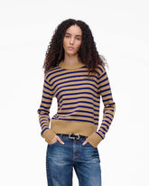 Marc Jacobs Sale - Joy Striped Crewneck Camel/Pansy