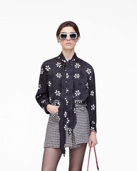 Marc Jacobs Outlet - Trompe L'Oeil Eyelet Bow Blouse Black/White