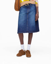 Marc Jacobs Outlet - Two Tone Shadow Denim Skirt Dark Slub Indigo