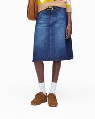 Marc Jacobs Outlet - Two Tone Shadow Denim Skirt Dark Slub Indigo