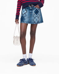 Marc Jacobs US - Argyle Patchwork Mini Skirt Bright Indigo