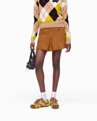 Marc Jacobs New - Suede Box Pleat Mini Skirt Copper