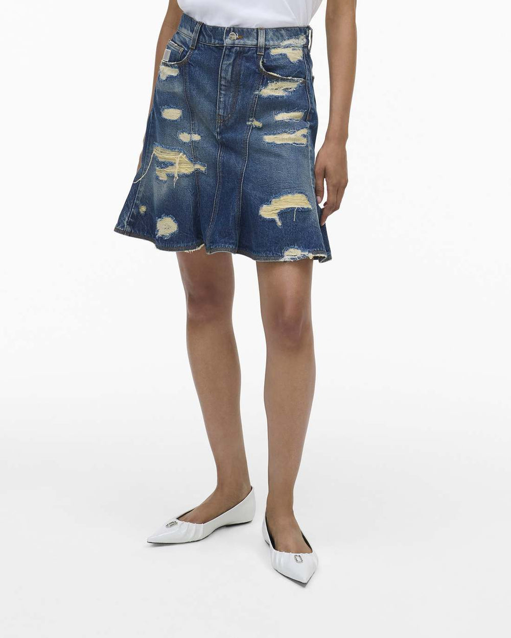 Marc Jacobs Online - The Rip And Repair Fluted Mini Skirt Punk Indigo