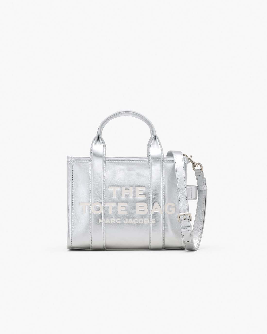 Marc Jacobs Online - The Metallic Leather Small Tote Bag Metallic Silver