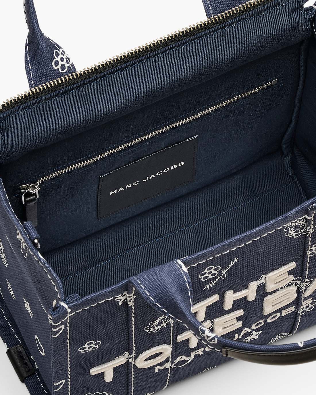Marc Jacobs New - The Bandana Canvas Small Tote Bag Navy Multi