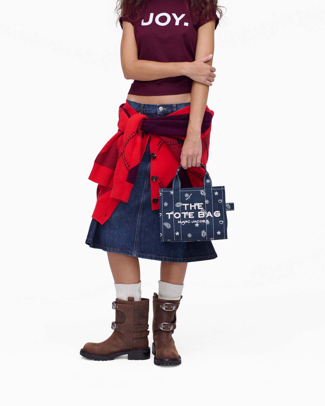 Marc Jacobs New - The Bandana Canvas Small Tote Bag Navy Multi