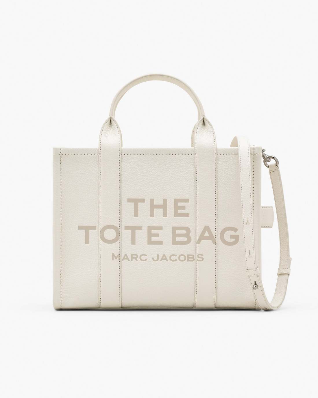 Marc Jacobs Outlet - The Leather Medium Tote Bag Cotton/Silver