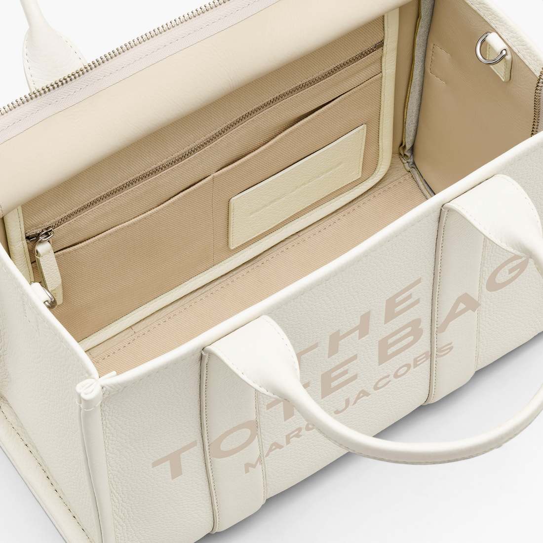 Marc Jacobs Outlet - The Leather Medium Tote Bag Cotton/Silver