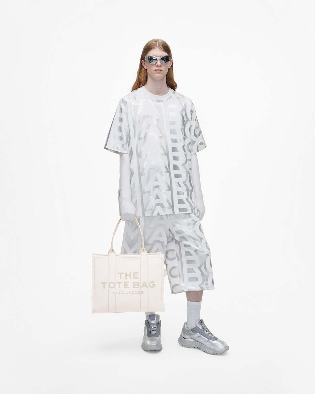 Marc Jacobs Online - The Leather Large Tote Bag Cotton/Silver