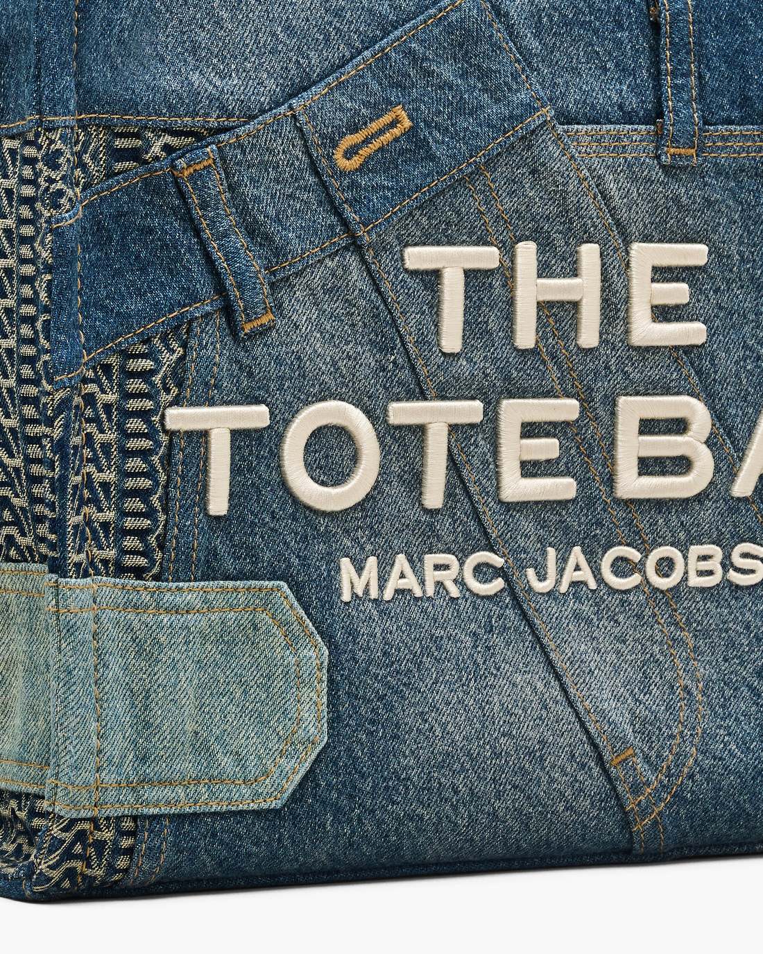 Marc Jacobs Discount - The Deconstructed Denim Medium Tote Bag Indigo Multi
