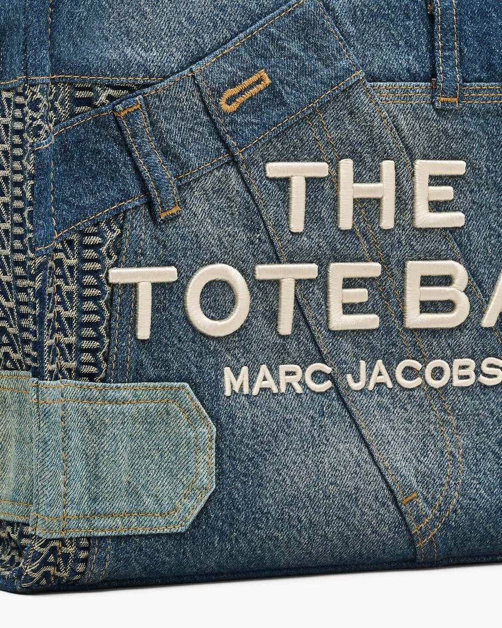 Marc Jacobs Discount - The Deconstructed Denim Medium Tote Bag Indigo Multi
