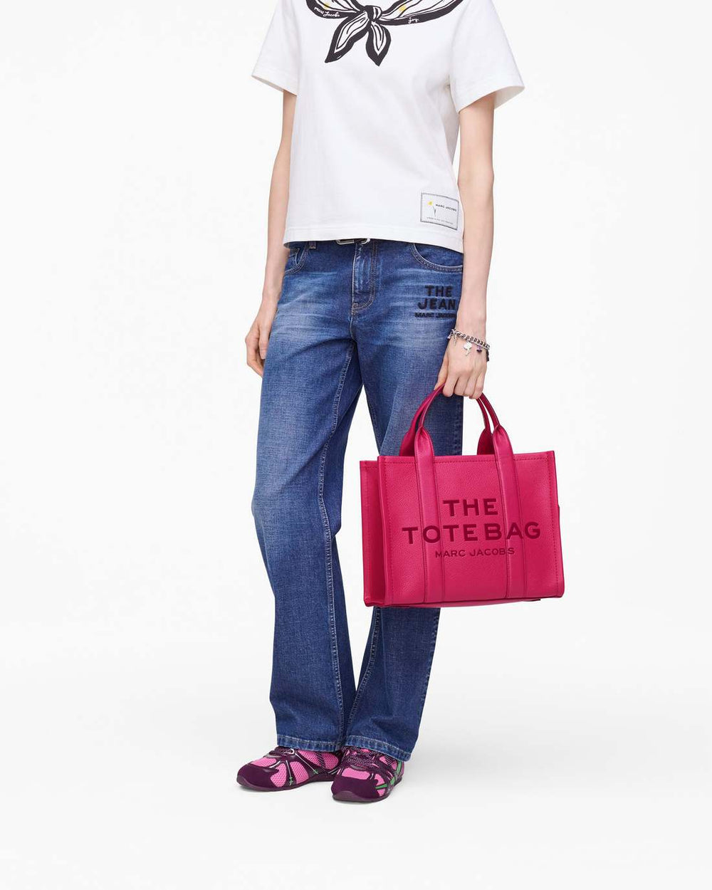 Marc Jacobs For Sale - The Leather Medium Tote Bag Raspberry Pink