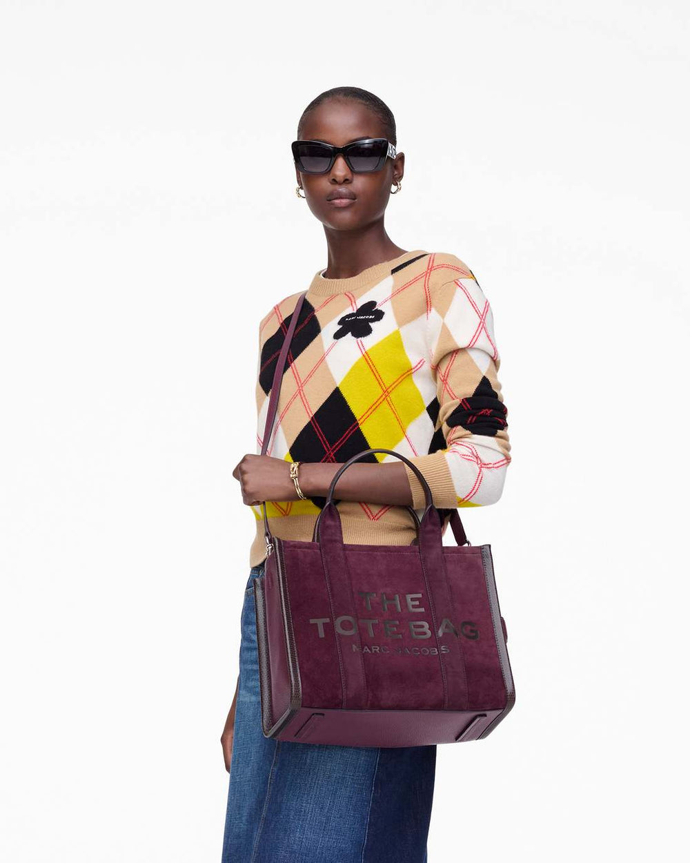 Marc Jacobs New - The Suede Medium Tote Bag Dark Plum
