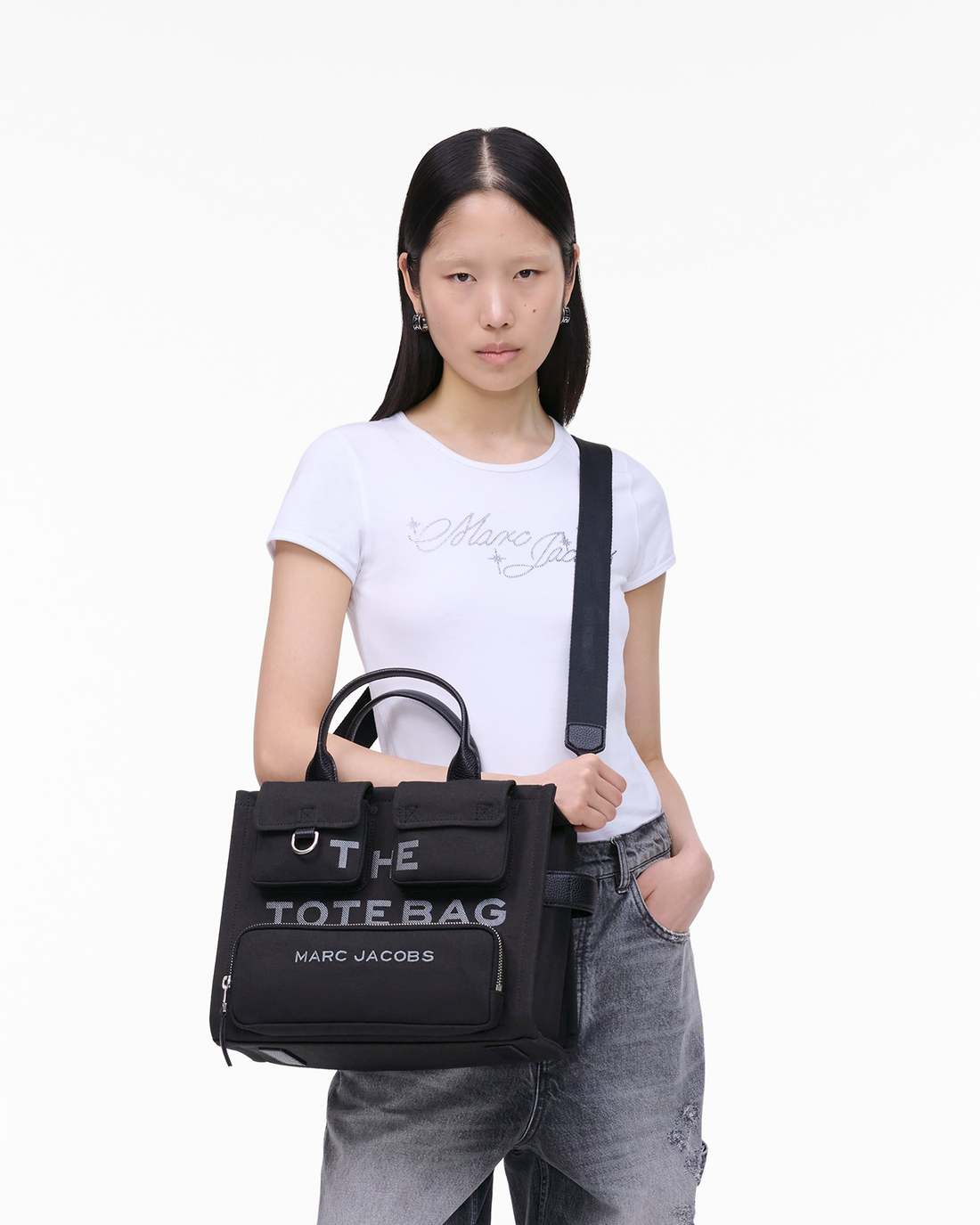 Marc Jacobs Sale - The Cargo Canvas Medium Tote Bag Black