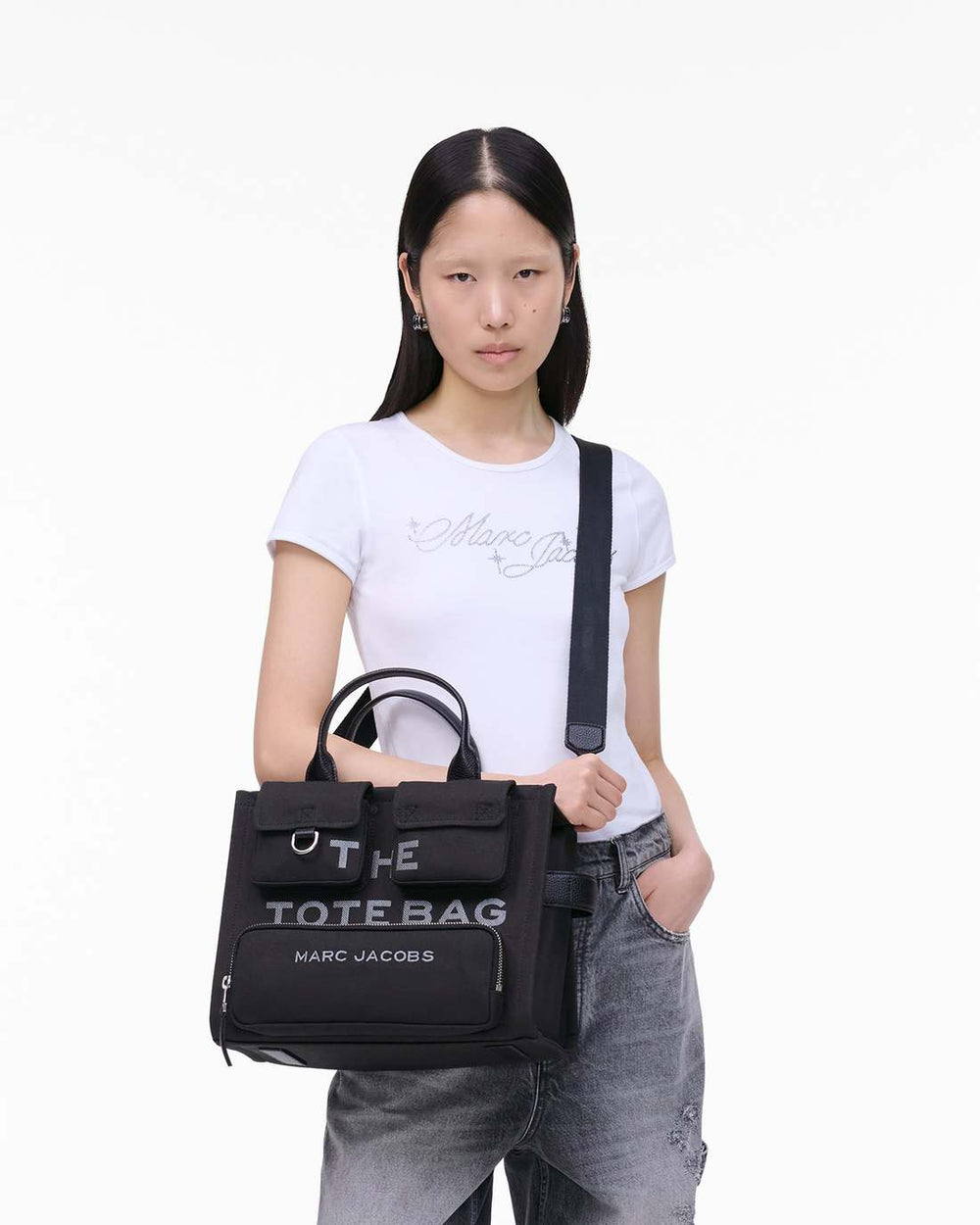 Marc Jacobs Sale - The Cargo Canvas Medium Tote Bag Black
