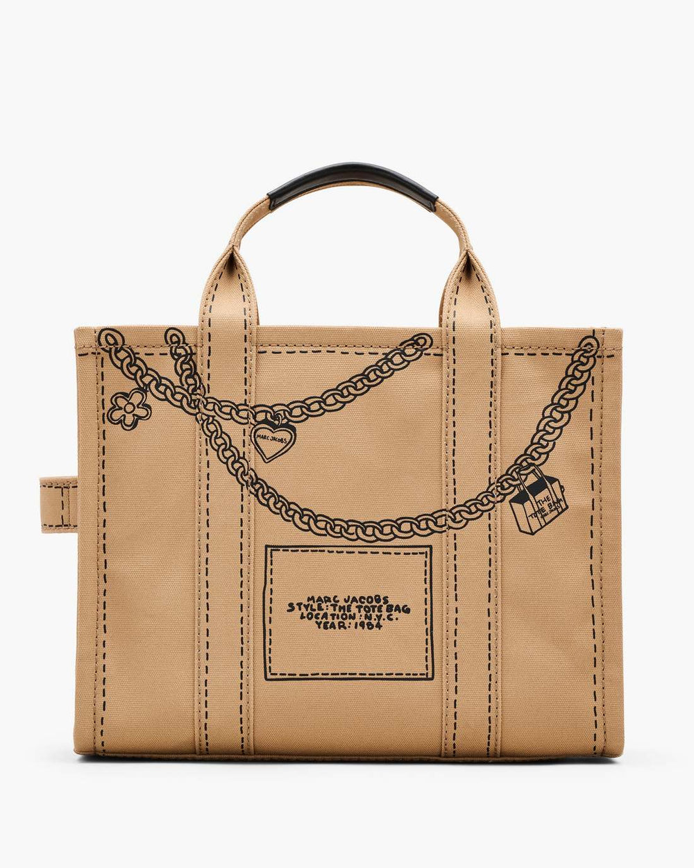 Marc Jacobs Discount - The Trompe L'Oeil Charm Canvas Medium Tote Bag Camel Multi