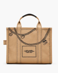 Marc Jacobs Discount - The Trompe L'Oeil Charm Canvas Medium Tote Bag Camel Multi