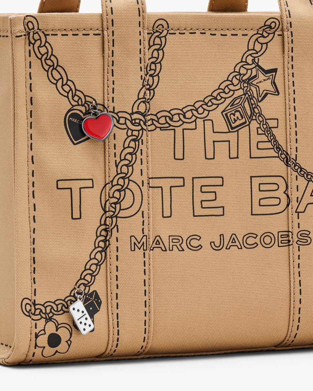 Marc Jacobs Discount - The Trompe L'Oeil Charm Canvas Medium Tote Bag Camel Multi
