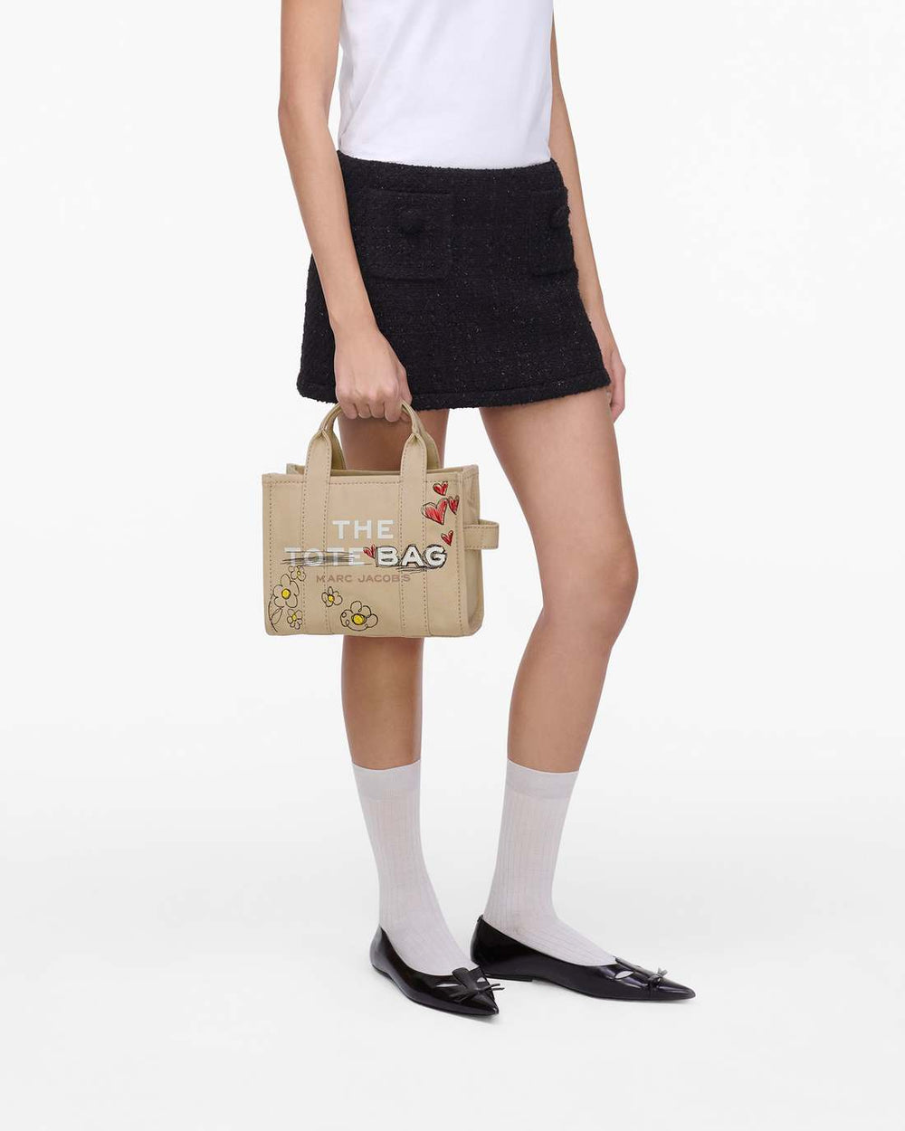 Marc Jacobs For Sale - The Daisy Doodle Canvas Small Tote Bag Beige Multi