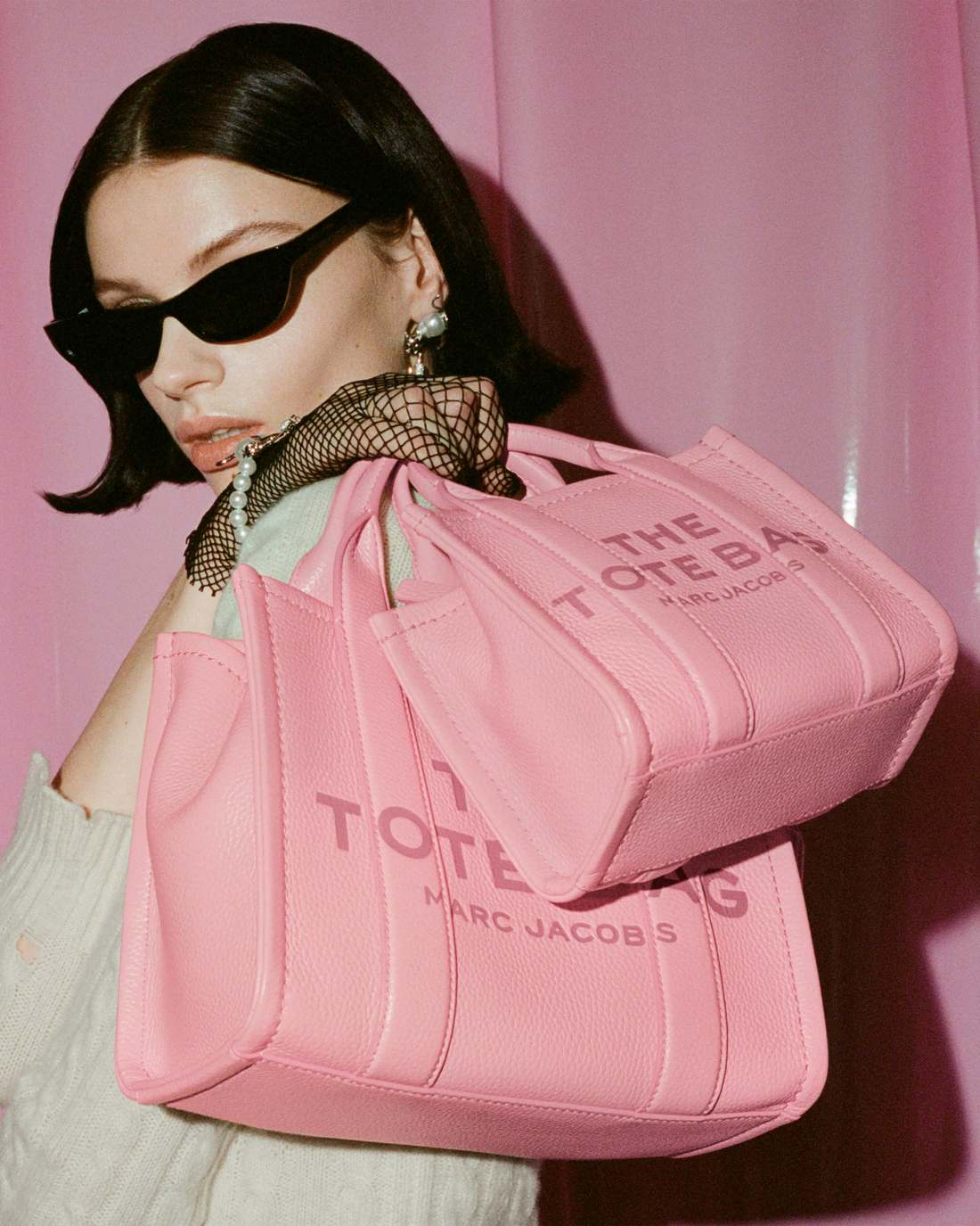 Marc Jacobs Sale - The Leather Crossbody Tote Bag Ribbon Pink