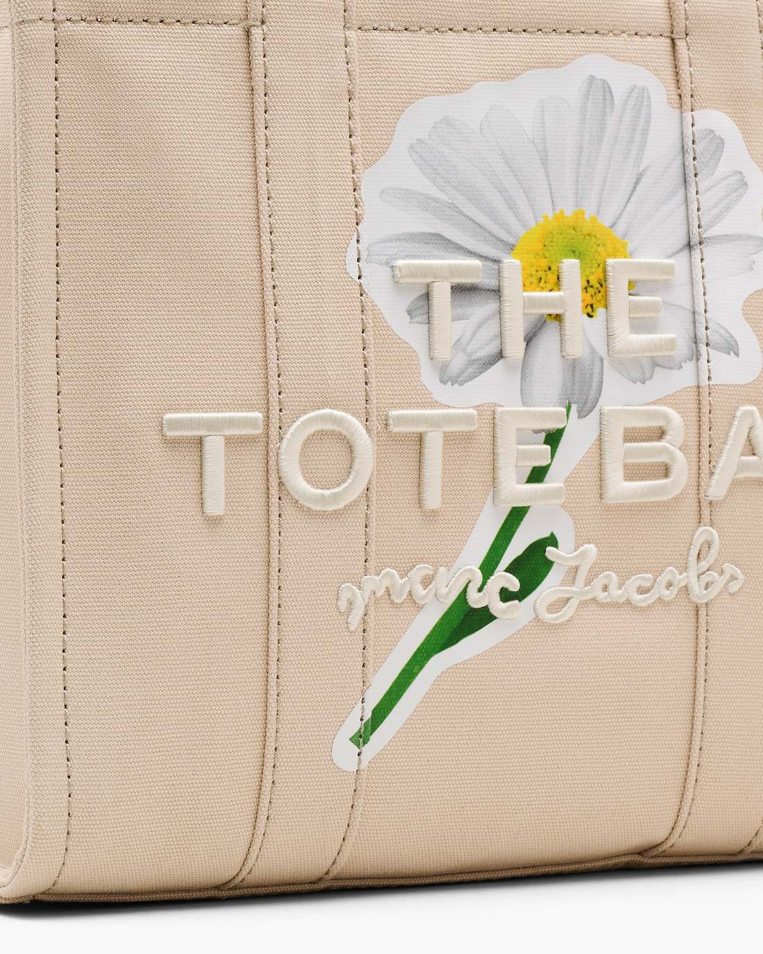Marc Jacobs Discount - The Daisy Script Canvas Medium Tote Bag Cloud White Multi