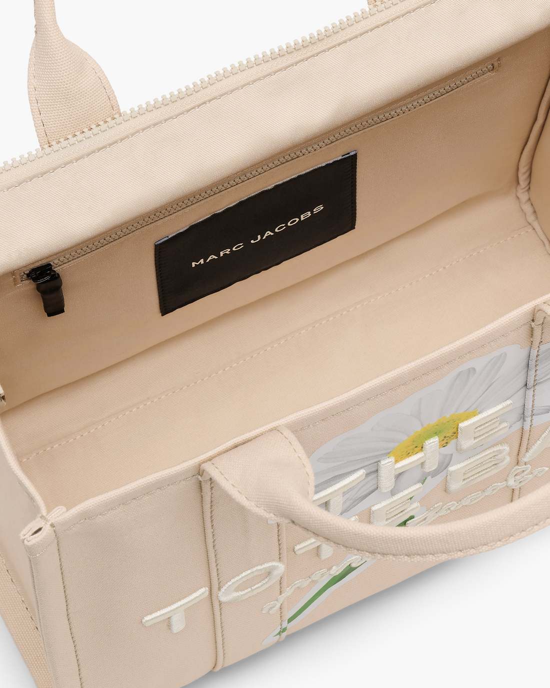 Marc Jacobs Discount - The Daisy Script Canvas Medium Tote Bag Cloud White Multi