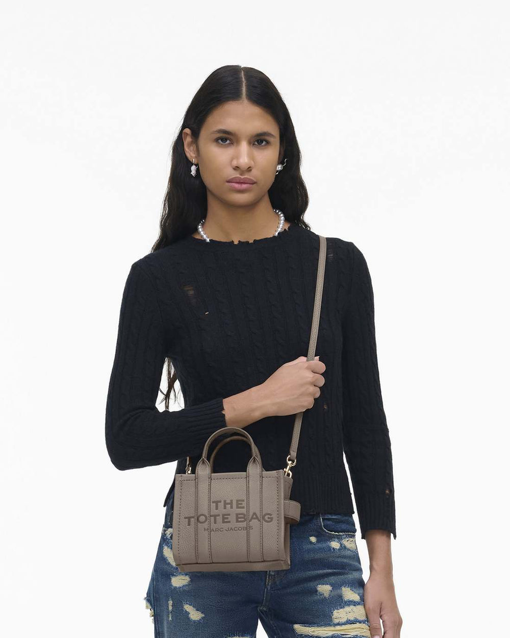 Marc Jacobs New - The Leather Crossbody Tote Bag Cement