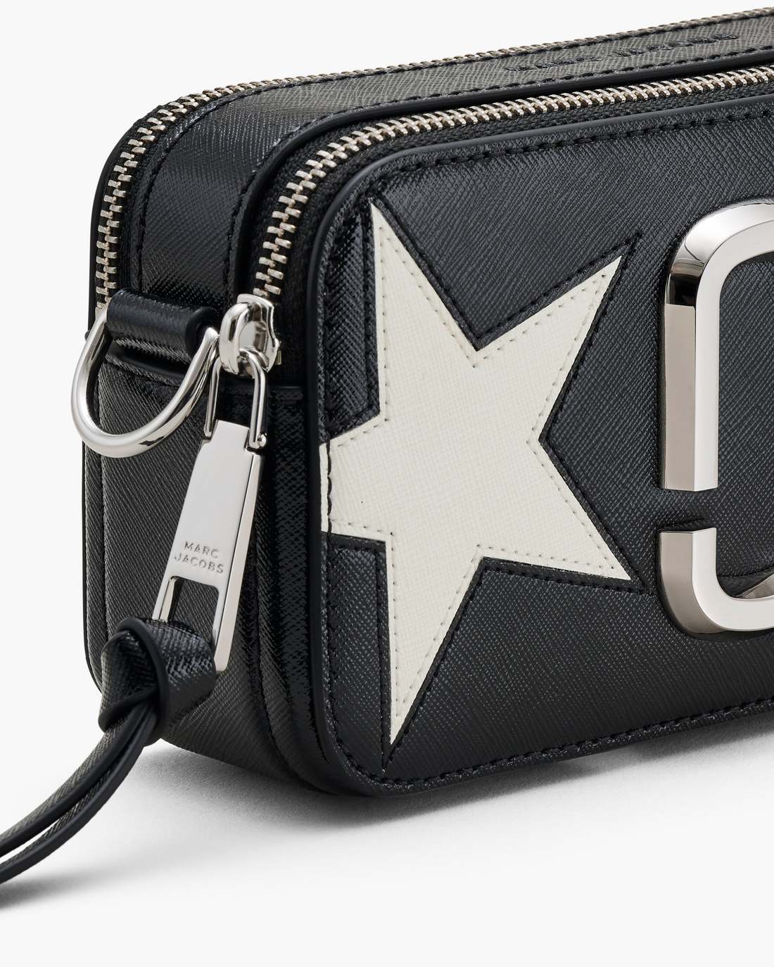 Marc Jacobs Sale - The Star Patchwork Leather Snapshot Black/White