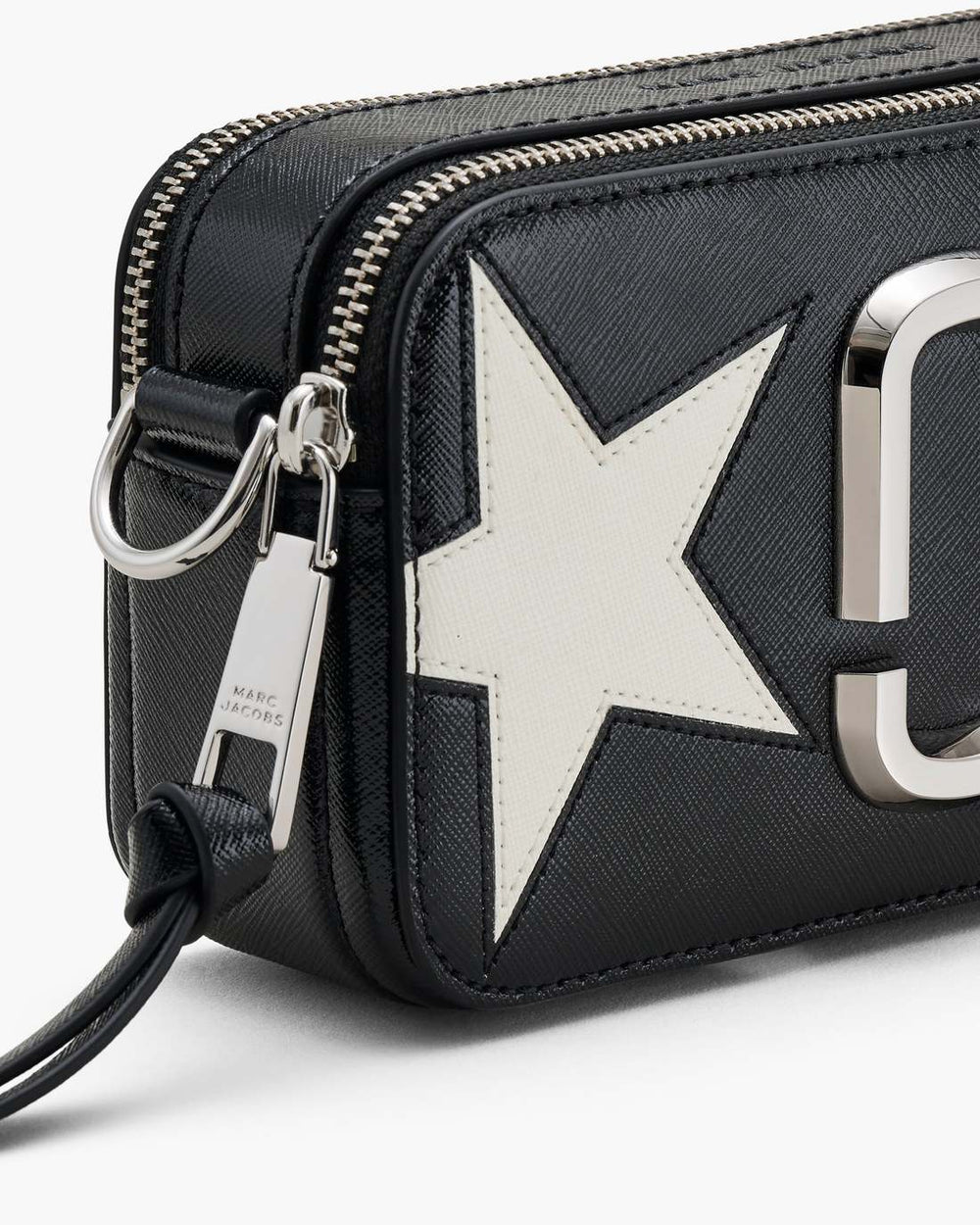 Marc Jacobs Sale - The Star Patchwork Leather Snapshot Black/White