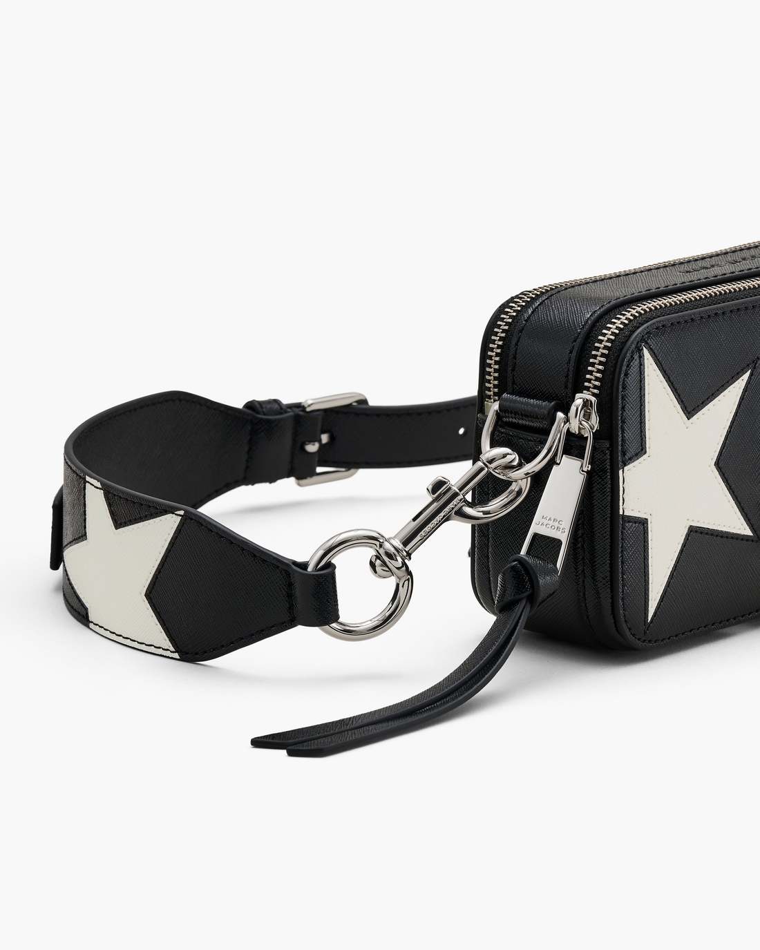 Marc Jacobs Sale - The Star Patchwork Leather Snapshot Black/White