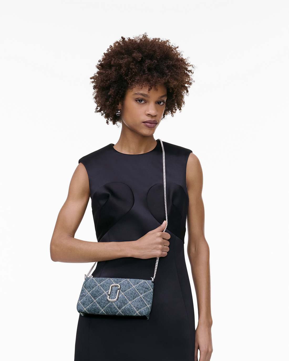 Marc Jacobs Discount - The Quilted Denim Snapshot Convertible Shoulder Bag Light Wash Indigo