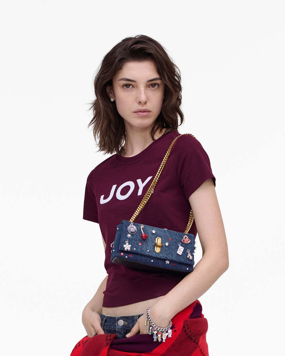 Marc Jacobs For Sale - The Trinket Charm Denim Dual Chain Mini Bag Medium Wash Multi
