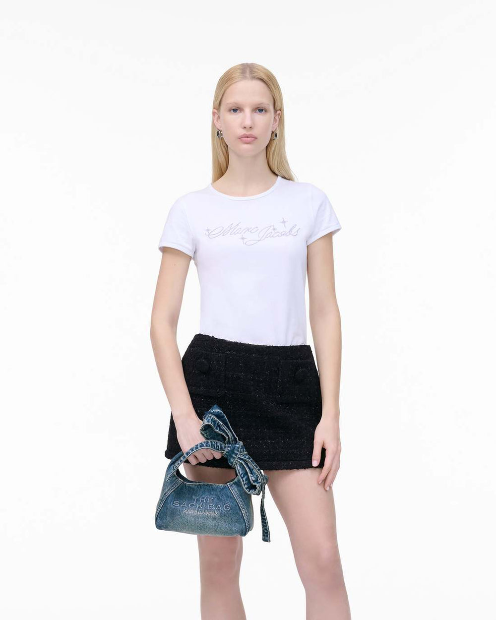 Marc Jacobs For Sale - The Bow Denim Mini Sack Bag Medium Wash Indigo
