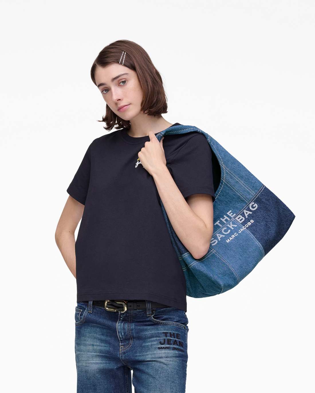 Marc Jacobs New - The Patchwork Denim Sack Bag Blue Denim