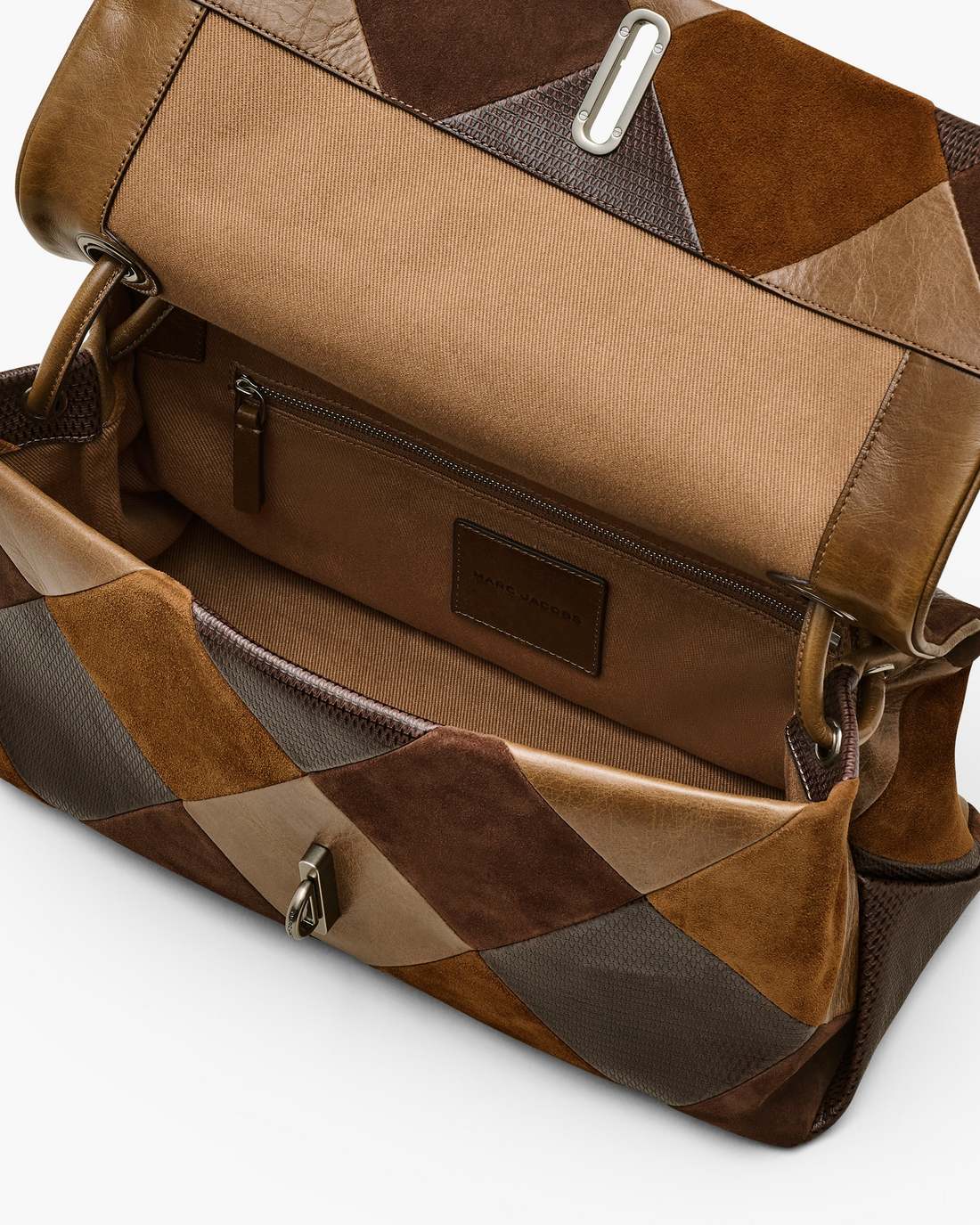 Marc Jacobs Discount - The Suede Patchwork Large Dual Bag Brown Multi