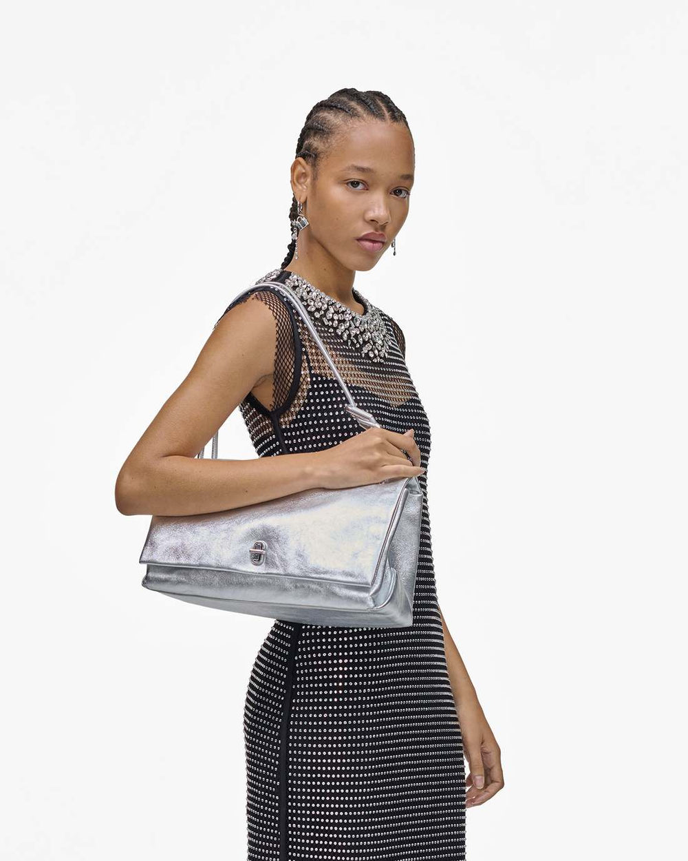 Marc Jacobs Sale - The Metallic Large Dual Bag Silver