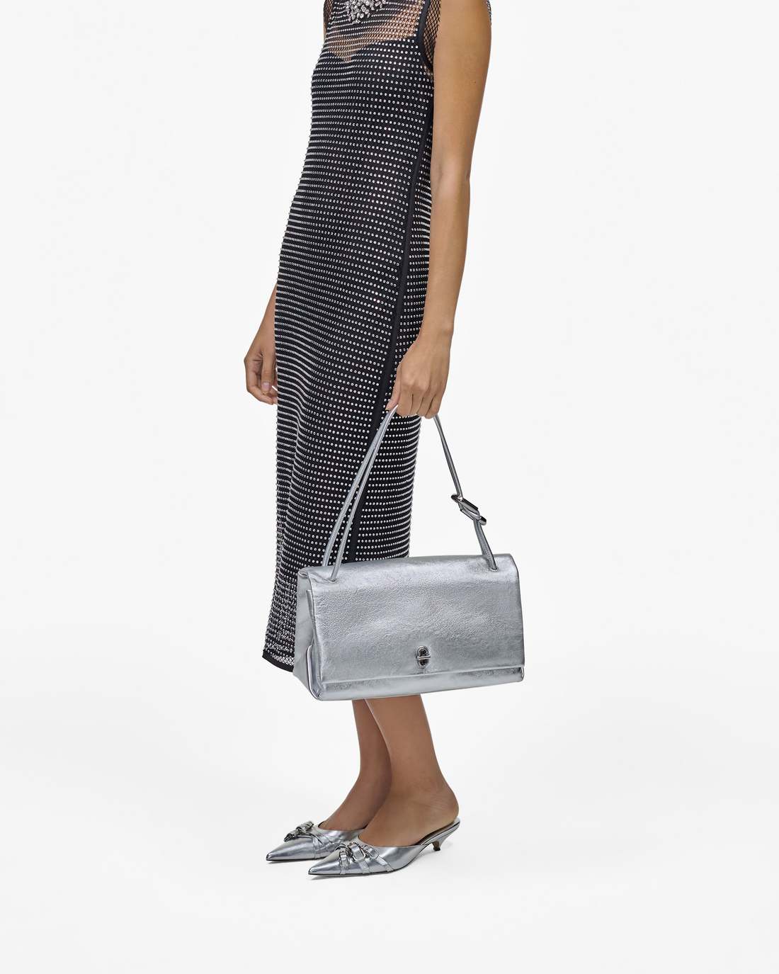 Marc Jacobs Sale - The Metallic Large Dual Bag Silver