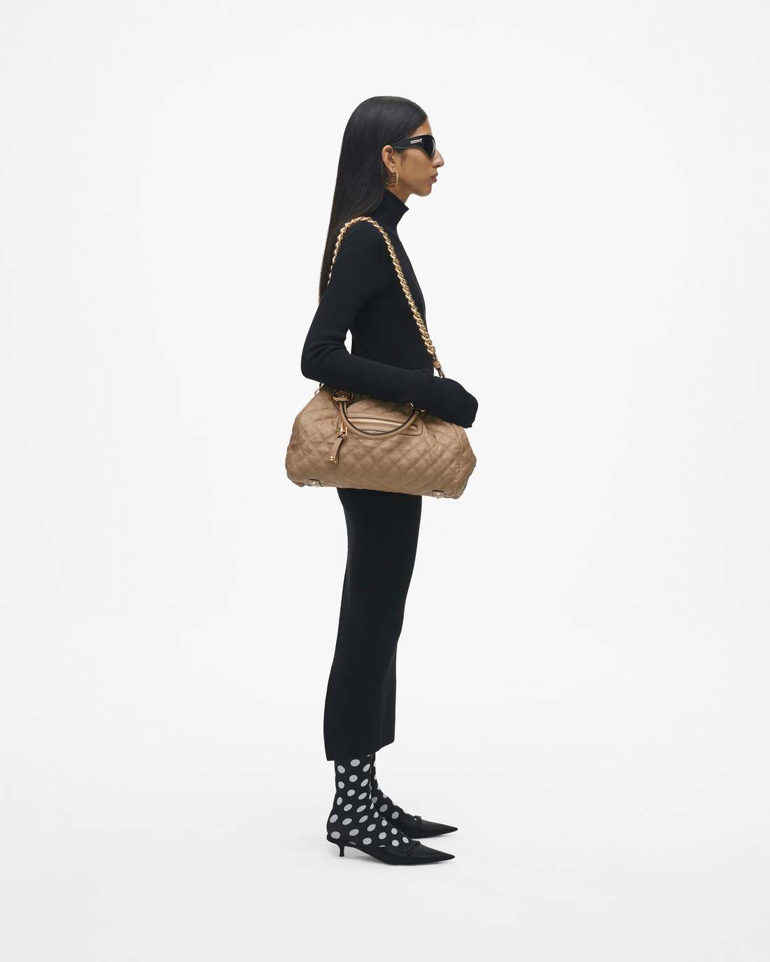 Marc Jacobs New - Re-Edition Quilted Leather Stam Bag Camel