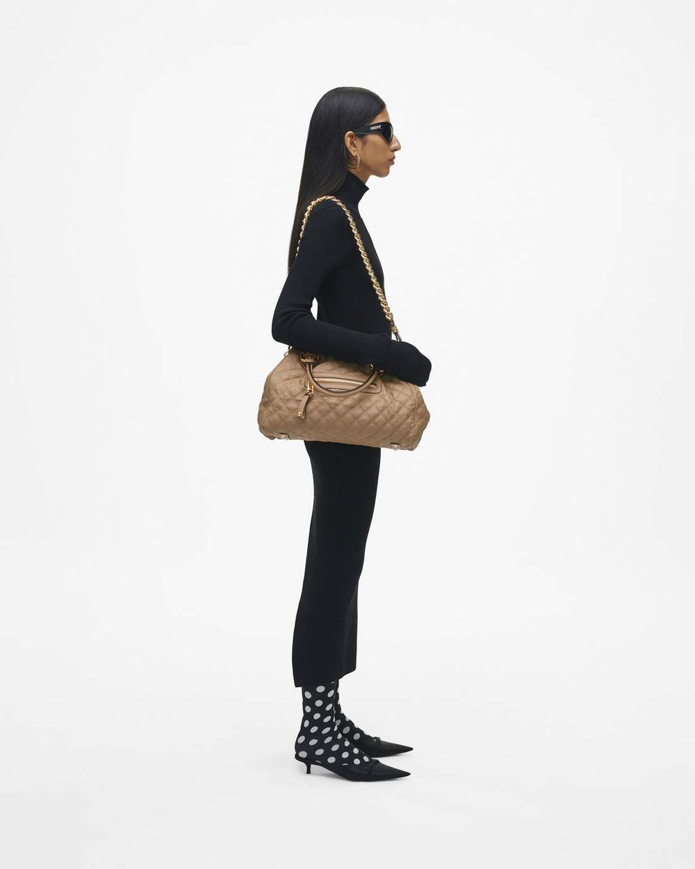 Marc Jacobs New - Re-Edition Quilted Leather Stam Bag Camel