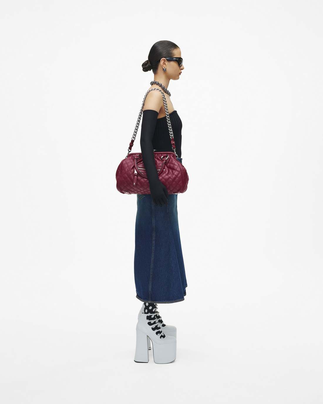 Marc Jacobs Sale - Re-Edition Quilted Leather Stam Bag Cherry