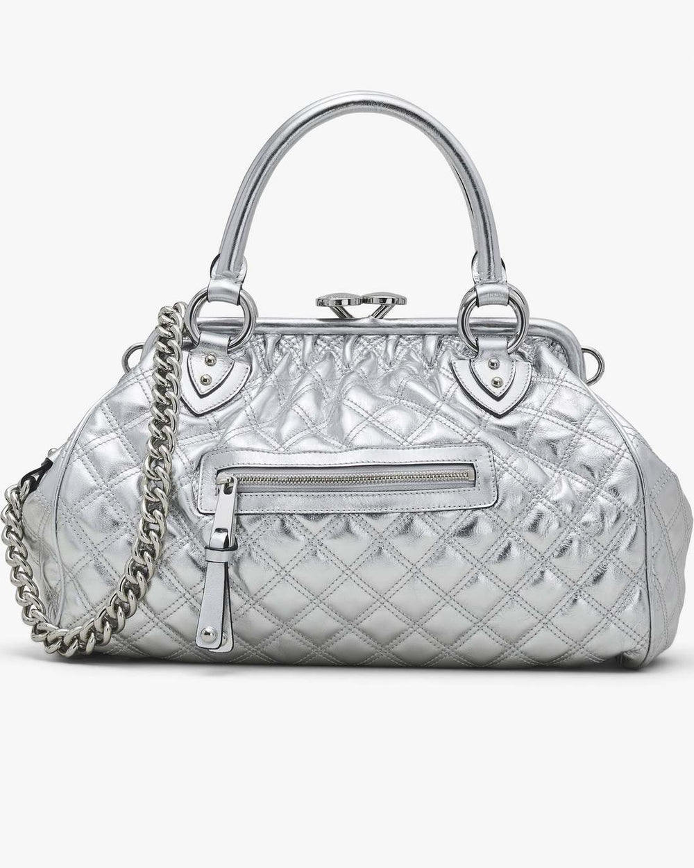 Marc Jacobs For Sale - Re-Edition Quilted Metallic Leather Stam Bag Silver